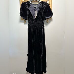 Anthropologie The Somerset Velvet Maxi Dress in Dark Gray